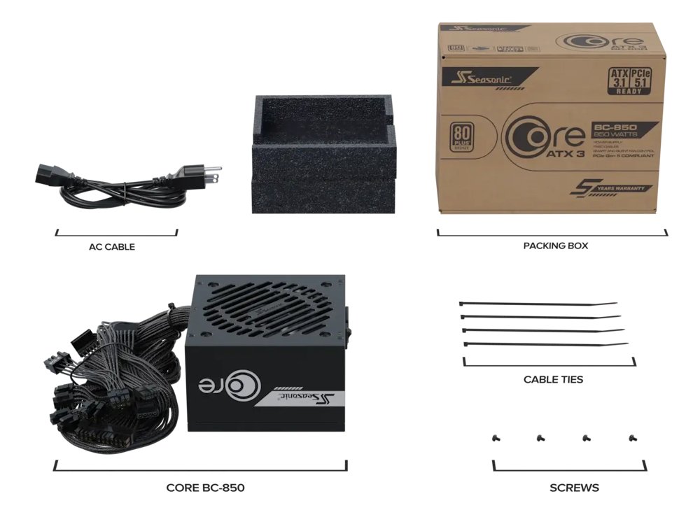 SEASONIC zdroj Core BC-850 / 850W / ATX3.1 / 120mm fan / 80PLUS Bronze