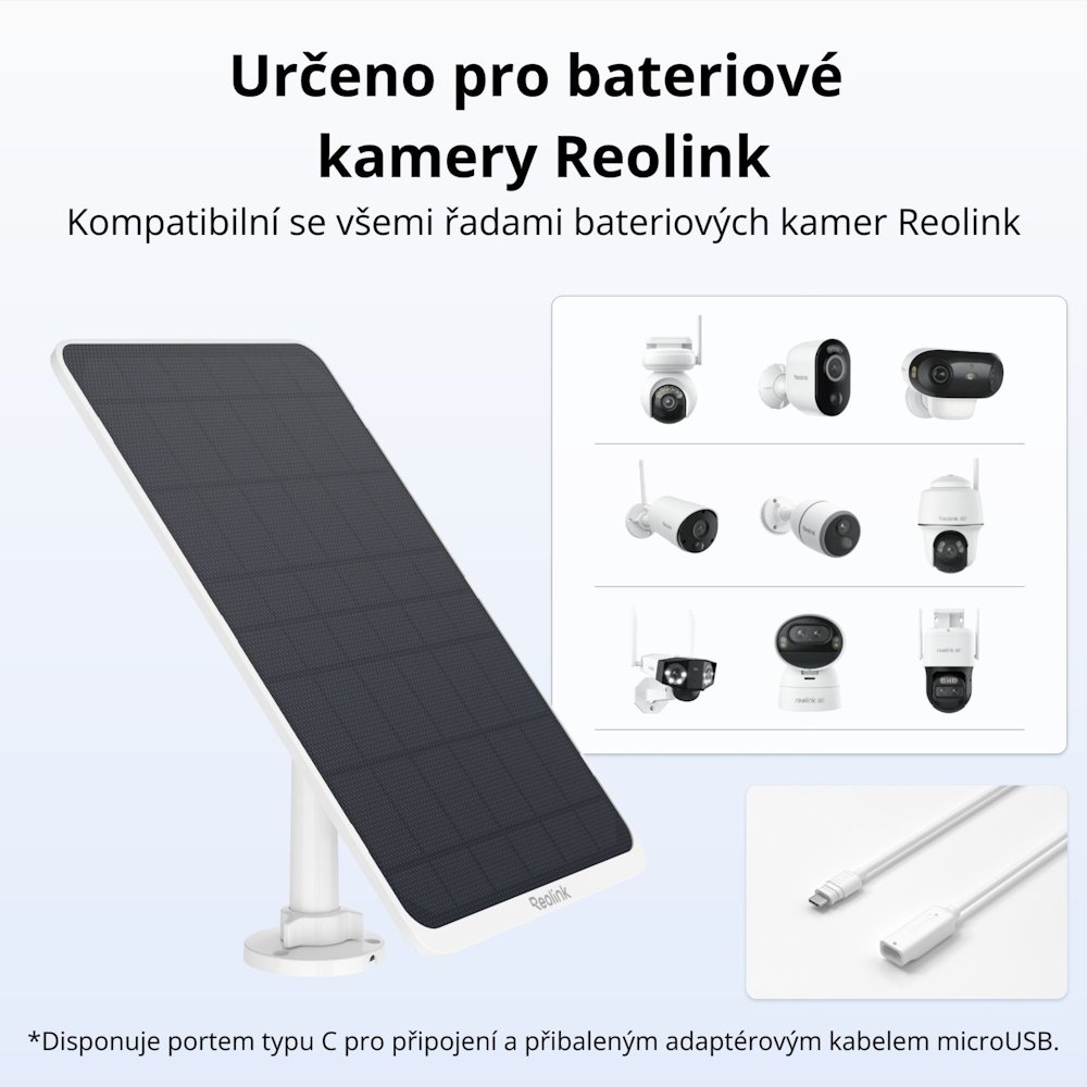 Reolink Solar Panel 3 pro bateriové Reolink kamery, 12W, USB-C, bílý