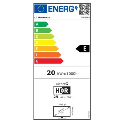 LG monitor 27G610A-B  IPS 27"/ 2560x1440 / 200Hz/ 400cdm / 1ms/ 1000:1/DP/HDMI/AMD FreeSync/výškově nastavitelný