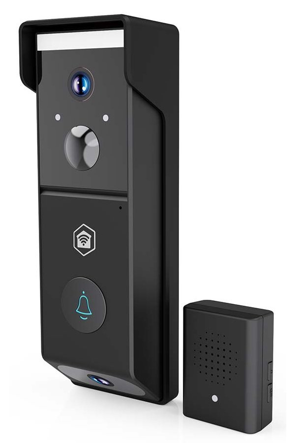 NEDIS Wi-Fi chytrý dveřní videotelefon/ 2x 1920x1080/ 4Mpix/ napájení z baterie/ IP54/ snímač pohybu/ noční vidění/ čern