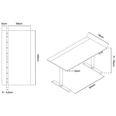 AROZZI herní stůl ARENA NORDICO Light Birch/ motorizovaný/ barva deska bříza, nohy bílé/ šíře 140cm/ výška 71-115 cm
