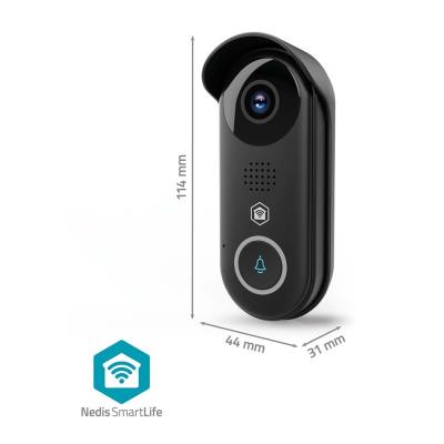 NEDIS Wi-Fi chytrý dveřní videotelefon/ 1920x1080/ 2Mpix/ IP54/ transformátor/ snímač pohybu/ noční vidění/ Onvif/ černý