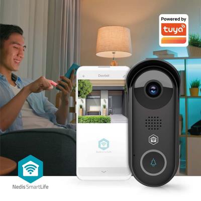 NEDIS Wi-Fi chytrý dveřní videotelefon/ 1920x1080/ 2Mpix/ IP54/ transformátor/ snímač pohybu/ noční vidění/ Onvif/ černý
