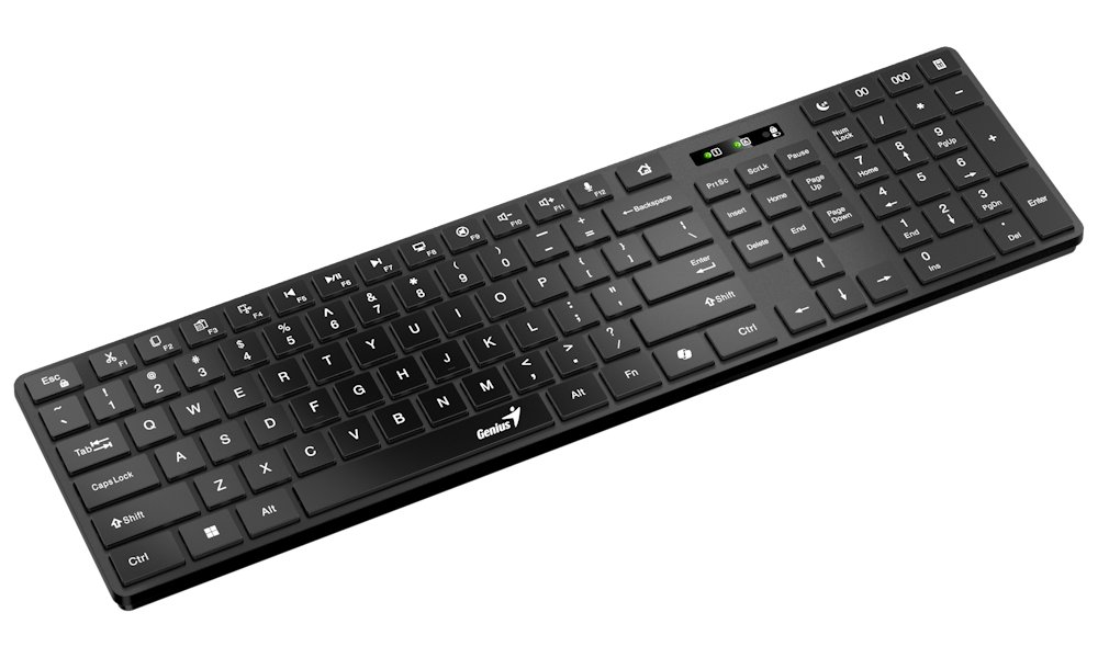 GENIUS Slimstar 7250BT Black/ bezdrátová 2,4GHz + BT5.0/ Copilot/ USB/ černá/ CZ+SK layout