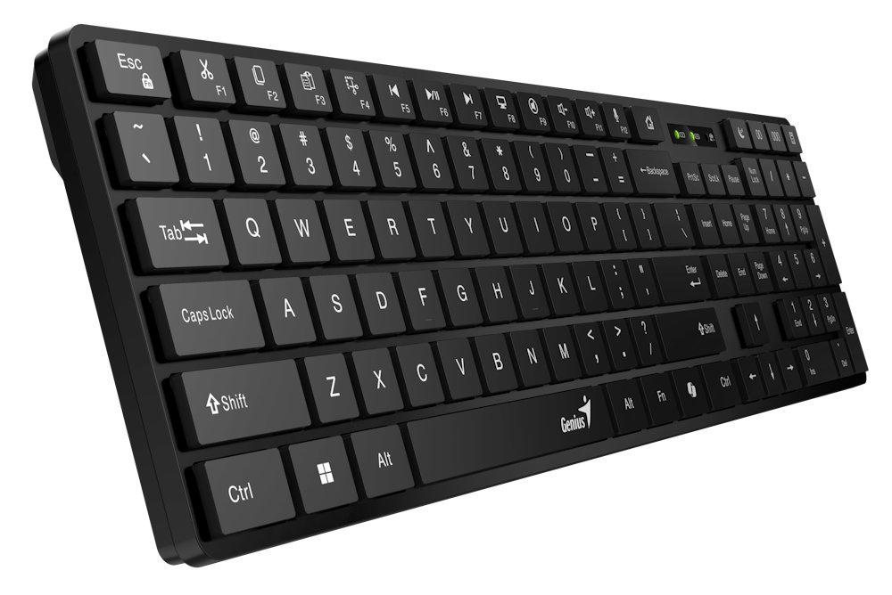 GENIUS Slimstar 7250BT Black/ bezdrátová 2,4GHz + BT5.0/ Copilot/ USB/ černá/ CZ+SK layout