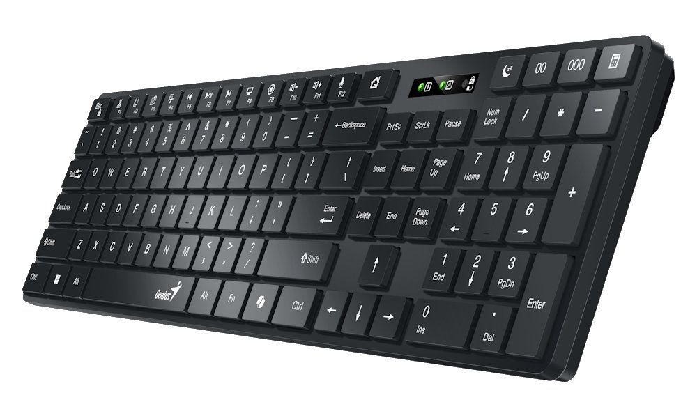 GENIUS Slimstar 7250BT Black/ bezdrátová 2,4GHz + BT5.0/ Copilot/ USB/ černá/ CZ+SK layout