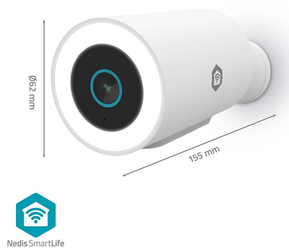 NEDIS IP kamera/ venkovní/ IP65/ Wi-Fi/ Reflektor/ 3Mpix/ 1296p/ Onvif/ detekce pohybu/ noční vidění 10m/ bílá