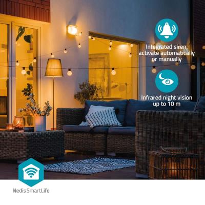 NEDIS IP kamera/ venkovní/ IP65/ Wi-Fi/ Reflektor/ 3Mpix/ 1296p/ Onvif/ detekce pohybu/ noční vidění 10m/ bílá