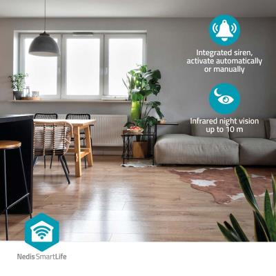 NEDIS IP kamera/ vnitřní/ Wi-Fi/ 3Mpix/ 1296p/ Onvif/ detekce pohybu/ noční vidění 10m/ bílá