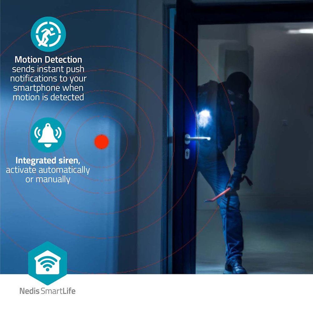 NEDIS IP kamera/ vnitřní/ Wi-Fi/ 3Mpix/ 1296p/ náklon/ Onvif/ detekce pohybu/ noční vidění 10m/ bílá