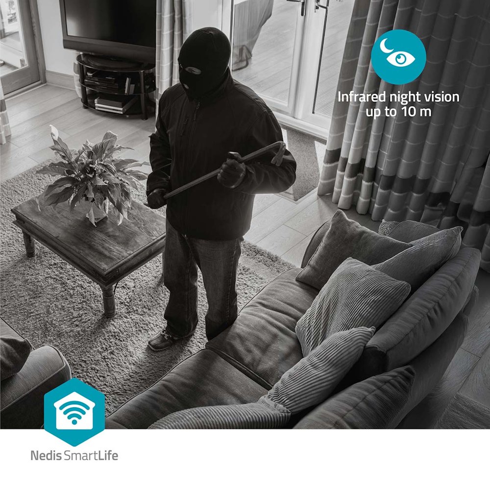 NEDIS IP kamera/ vnitřní/ Wi-Fi/ 3Mpix/ 1296p/ náklon/ Onvif/ detekce pohybu/ noční vidění 10m/ bílá