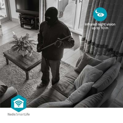 NEDIS IP kamera/ vnitřní/ Wi-Fi/ 3Mpix/ 1296p/ náklon/ Onvif/ detekce pohybu/ noční vidění 10m/ bílá