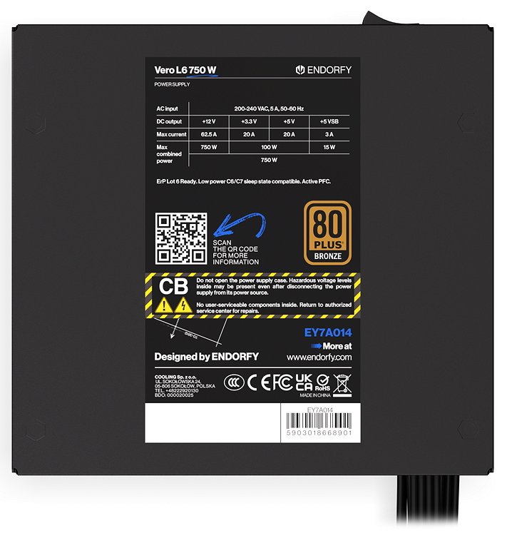 Endorfy zdroj Vero L6 Bronze 750W / ATX3.1 / 120mm / 80 Plus Bronze