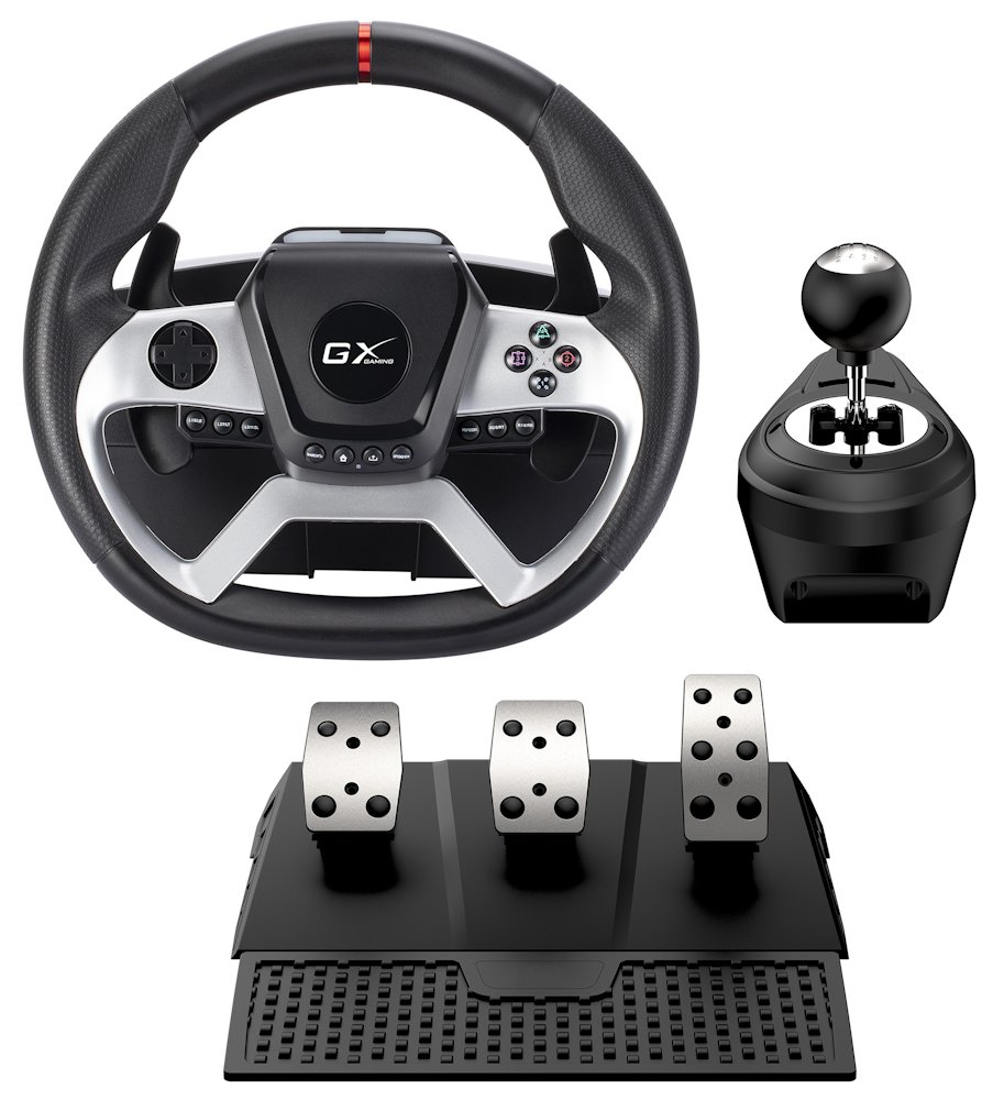 GENIUS GX Gaming volant SpeedMaster X5 FF/drátový/ USB-C/1080° rotační a vibrační/pedály/řadící páka/ PC,PS4,XBOX One