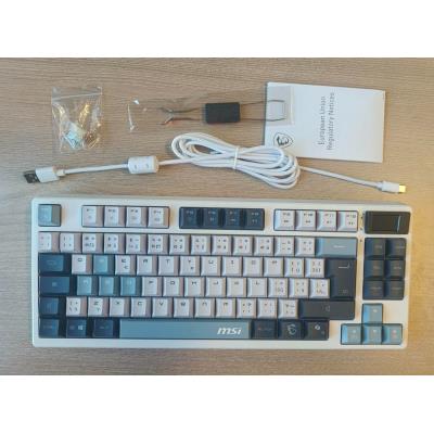 POŠKOZENÝ OBAL - MSI herní klávesnice FORGE GK600 TKL Sky/ bezdrátová 2,4GHz+BT/ mechanická/ RGB/ USB-C/ display/ CZ+SK layout