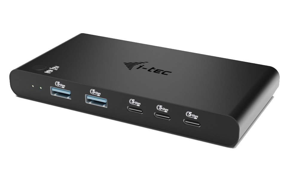 i-tec KVM dokovací stanice pro dva hositele, 4K HDMI, 3x USB-C, 2x USB-A, Power Delivery 2x 100W