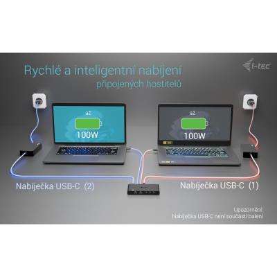 i-tec KVM dokovací stanice pro dva hositele, 4K HDMI, 3x USB-C, 2x USB-A, Power Delivery 2x 100W