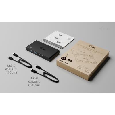 i-tec KVM dokovací stanice pro dva hositele, 4K HDMI, 3x USB-C, 2x USB-A, Power Delivery 2x 100W