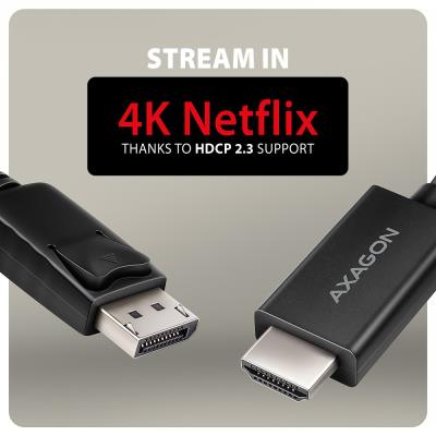 POŠKOZENÝ OBAL - AXAGON adaptér DP na HDMI / RVD-HI20C2 / 4K/60Hz / HDCP 2.3 / 1,8m / černý