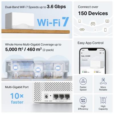 TP-Link Mercusys Halo H25BE(2-pack) WiFi systém, WiFi 7, BE3600, 3x GWAN/GLAN, 2ks v balení