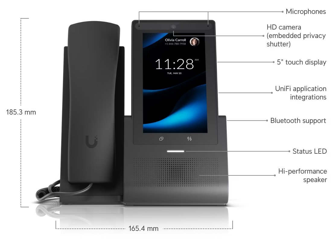 POUŽITÉ - Ubiquiti UniFi Phone G3 Touch Pro - IP telefon, 5" dotykový displej, 5Mpx kamera, Wi-Fi, Bluetooth, PoE