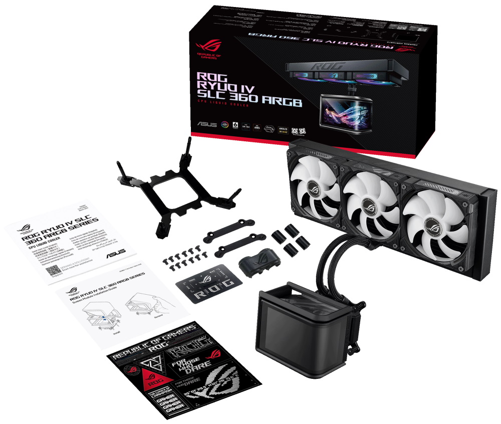ASUS ROG Ryuo IV SLC 360 ARGB / vodní chlazení / 3x 120mm fan / AM4+AM5 / 1700,1851 / RGB podsvícení / LCD Displej