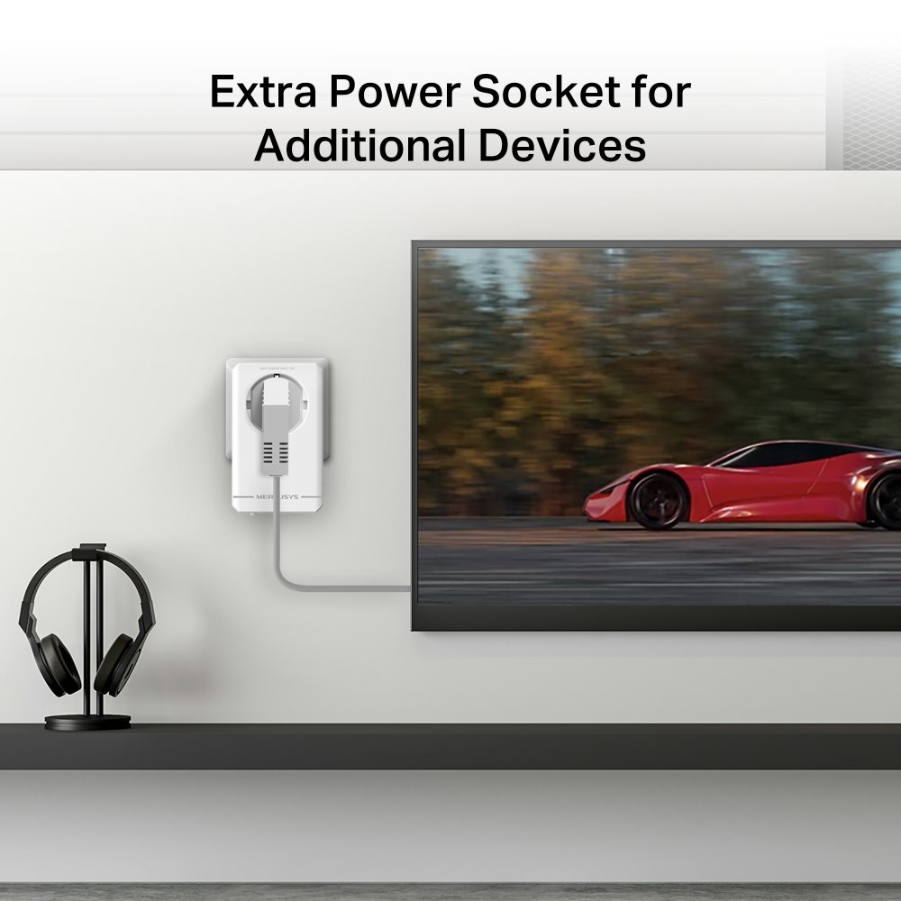 Mercusys MP500P KIT  AV1000 Gigabit Powerline Starter KIT, 1x GLAN, průchozí zásuvka, 2ks v balení