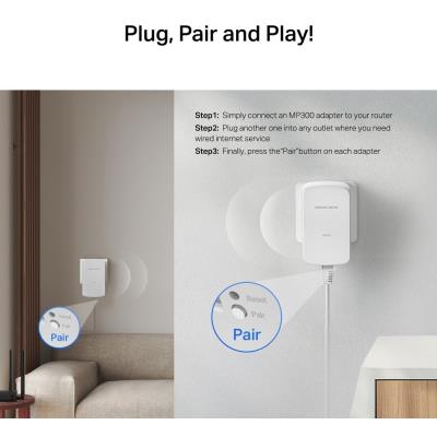 Mercusys MP300 KIT AV600 Powerline Starter KIT, 1x LAN, 2ks v balení