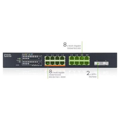 Zyxel XMG1915-18EP, 16-port 2.5GbE, 2 SFP+, 8 x PoE++ 180W  Smart Switch, hybird mode, standalone or NebulaFlex Cloud