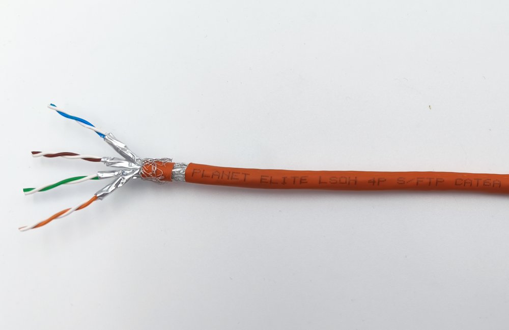 PLANET kabel SFTP, drát, Cat 6A, 4p, 500MHz, B2cas1d1a1 LS0H, stíněné páry, Planet Elite, oranžový, Dca, 420m