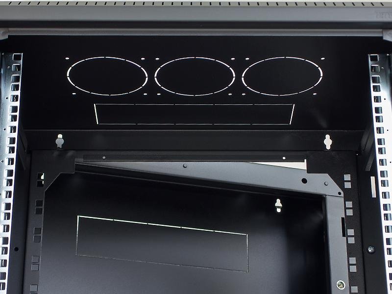 Triton 19" rozvaděč dvoudílný 12U/500mm vylamovací otvor pro ventilátor, černý