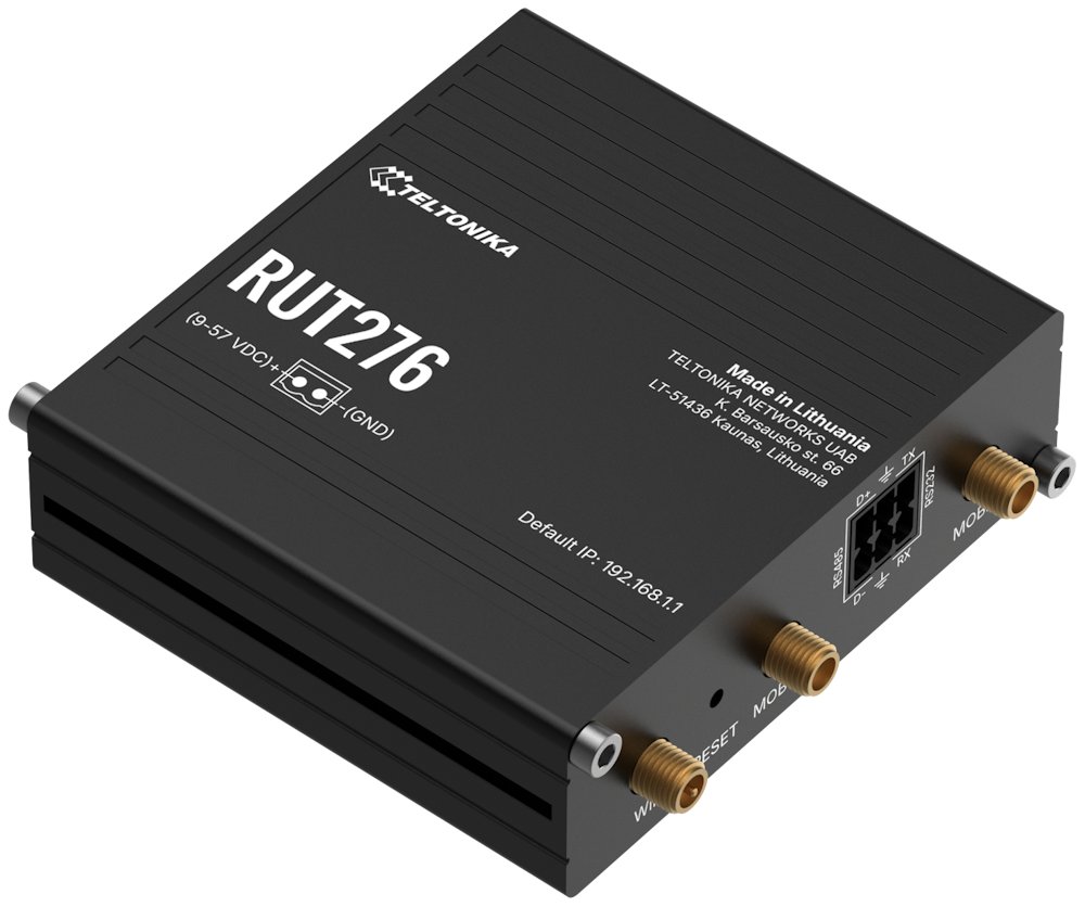 Teltonika RUT276 průmyslový router, dual SIM, Redcap 5G, 1x LAN, 1x WAN, serial RS232/485, WiFi 4