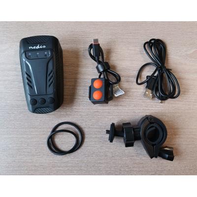 NEDIS multifunkční cyklistická kamera 3v1/ Full HD/ 2Mpix/ LED světlomet/ klakson/ USB-C/ slot micro SD/ černá