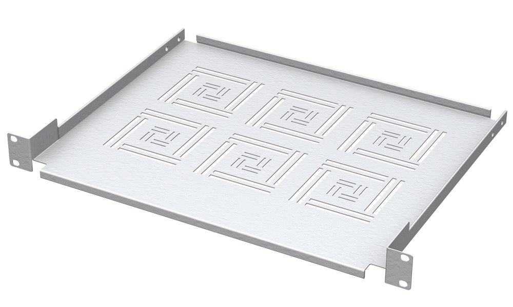 Solarix Police 19" 1U 350mm ukládací plato RAL 7035 úchyt na přední lišty UP-03-G