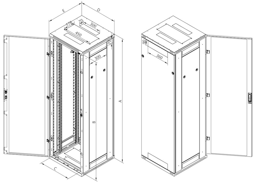 Triton 19" rozvaděč stojanový 42U/600x1000, typ RT, RAL7035, šedá