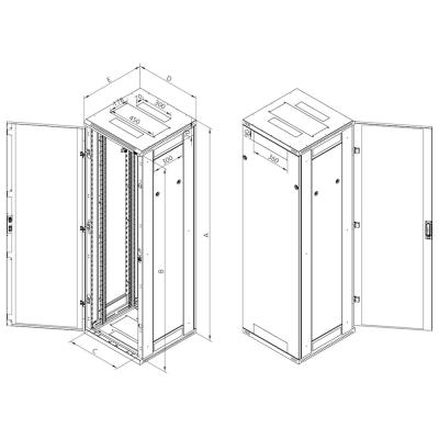 Triton 19" rozvaděč stojanový 42U/600x1000, typ RT, RAL7035, šedá