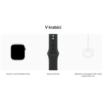 Apple Watch Series 11 42mm Vesmírně šedý hliník s černým sportovním řemínkem - S/M