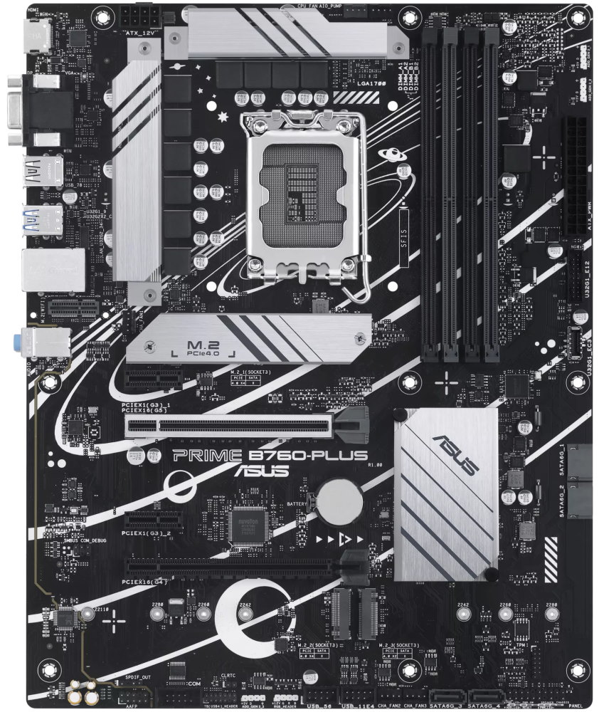 ASUS PRIME B760-PLUS / Intel B760 / LGA1700 / 4x DDR5 / 2x M.2 / DP / HDMI / VGA / 1x USB-C / mATX