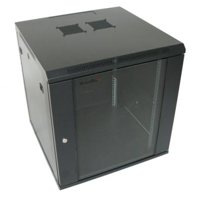 XtendLan 12U/600x600, na zeď, jednodílný, skleněné dveře, černý