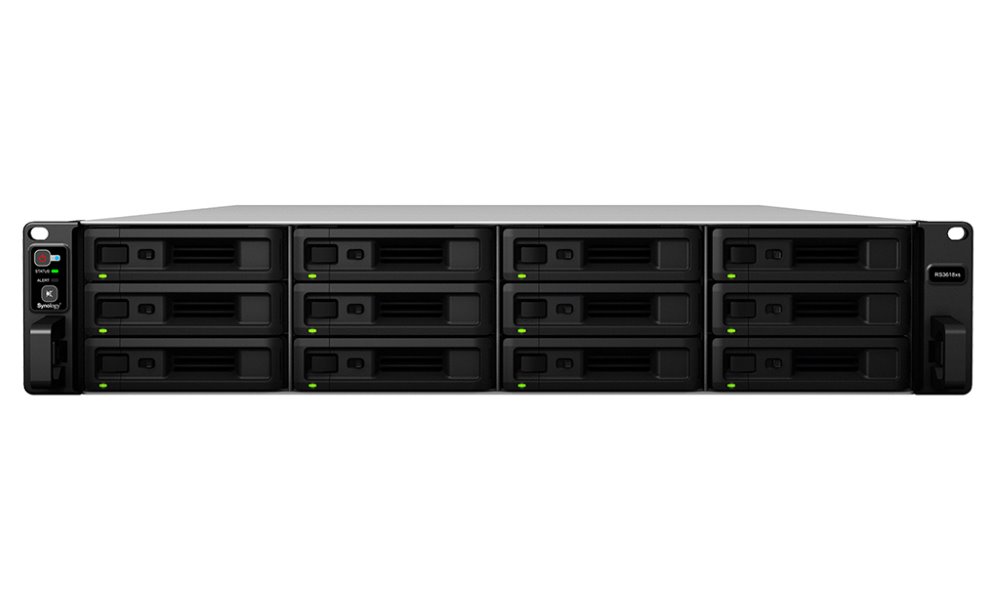 Synology RS3618xs 12-bay NAS, VMware®, Citrix®, Microsoft® Hyper-V®, rack 2U, 8GB RAM, 2x USB 3.0, 4x GLAN, 2x Gen3 x8