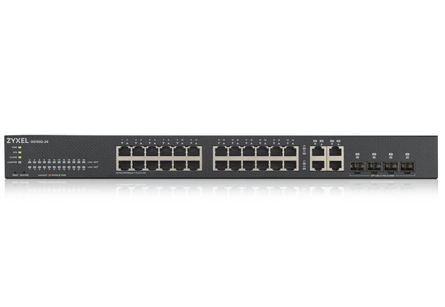Zyxel GS1920-24v2, 28-port Gigabit WebManaged switch: 24x Gigabit metal +  4x Gigabit combo (metal/SFP), IPv6
