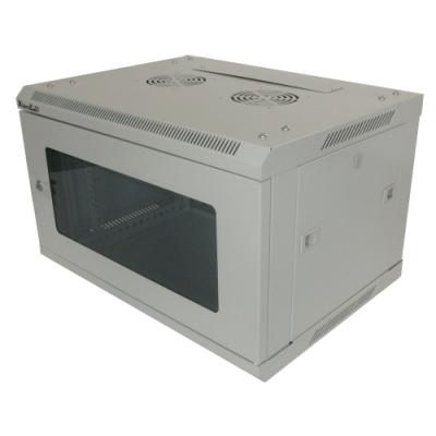 XtendLan 6U/600x450, na zeď, jednodílný, skleněné dveře, slonovina-šedý