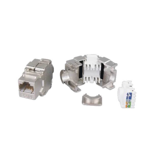 XtendLan Keystone jack RJ45, CAT6A, STP, stříbrný, 180 st, zaklapávací zezadu