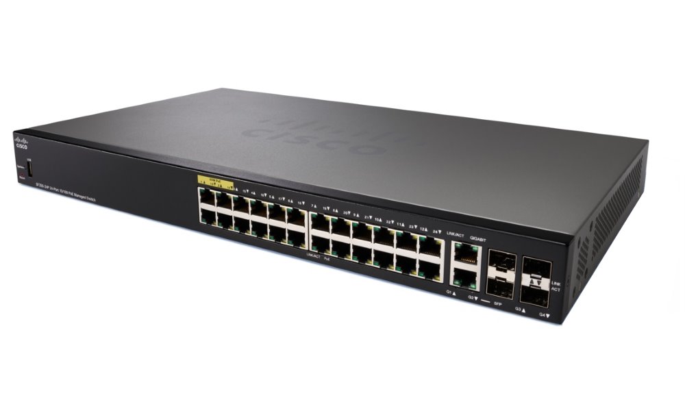 Cisco switch SF350-24P, 24x10/100 (PoE+) + 2xComboGbE/GSFP + 2xSFP