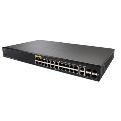 Cisco switch SF350-24P, 24x10/100 (PoE+) + 2xComboGbE/GSFP + 2xSFP