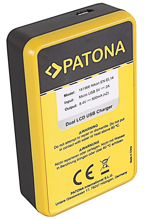 PATONA nabíječka Foto Dual LCD Nikon EN-EL14 USB
