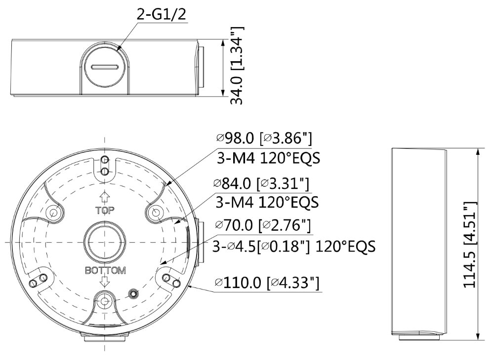 Dahua PFA136 Krabice pod dome kamery Dahua HDW(EP/SP), HDBW(EP)