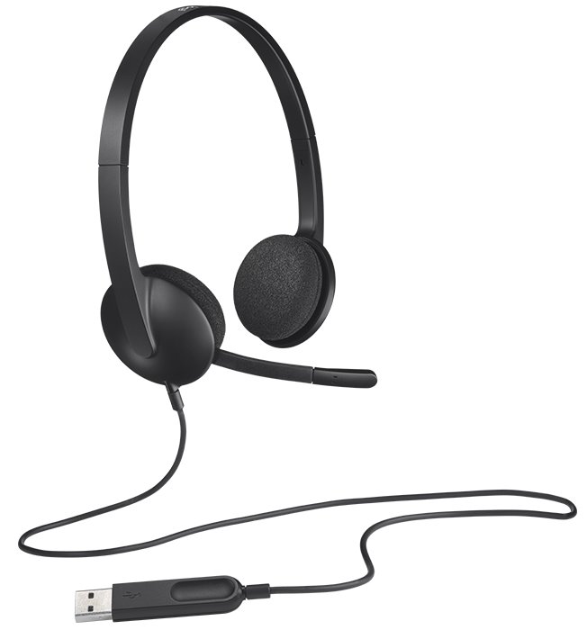 Logitech Headset Stereo H340/ drátová sluchátka + mikrofon/ USB/ černá