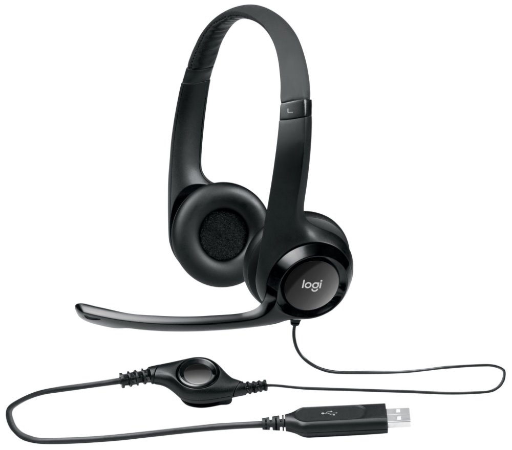 Logitech Headset Stereo H390/ drátová sluchátka + mikrofon/ USB/ černá