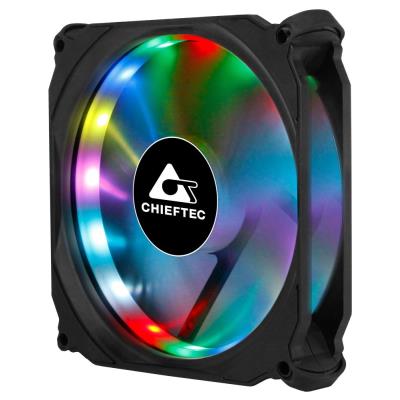 CHIEFTEC sada ventilátorů Tornado / 3x 120mm fan / RGB LED / RGB ovladač / Dálkové ovládání / ultratichý 16 dBa